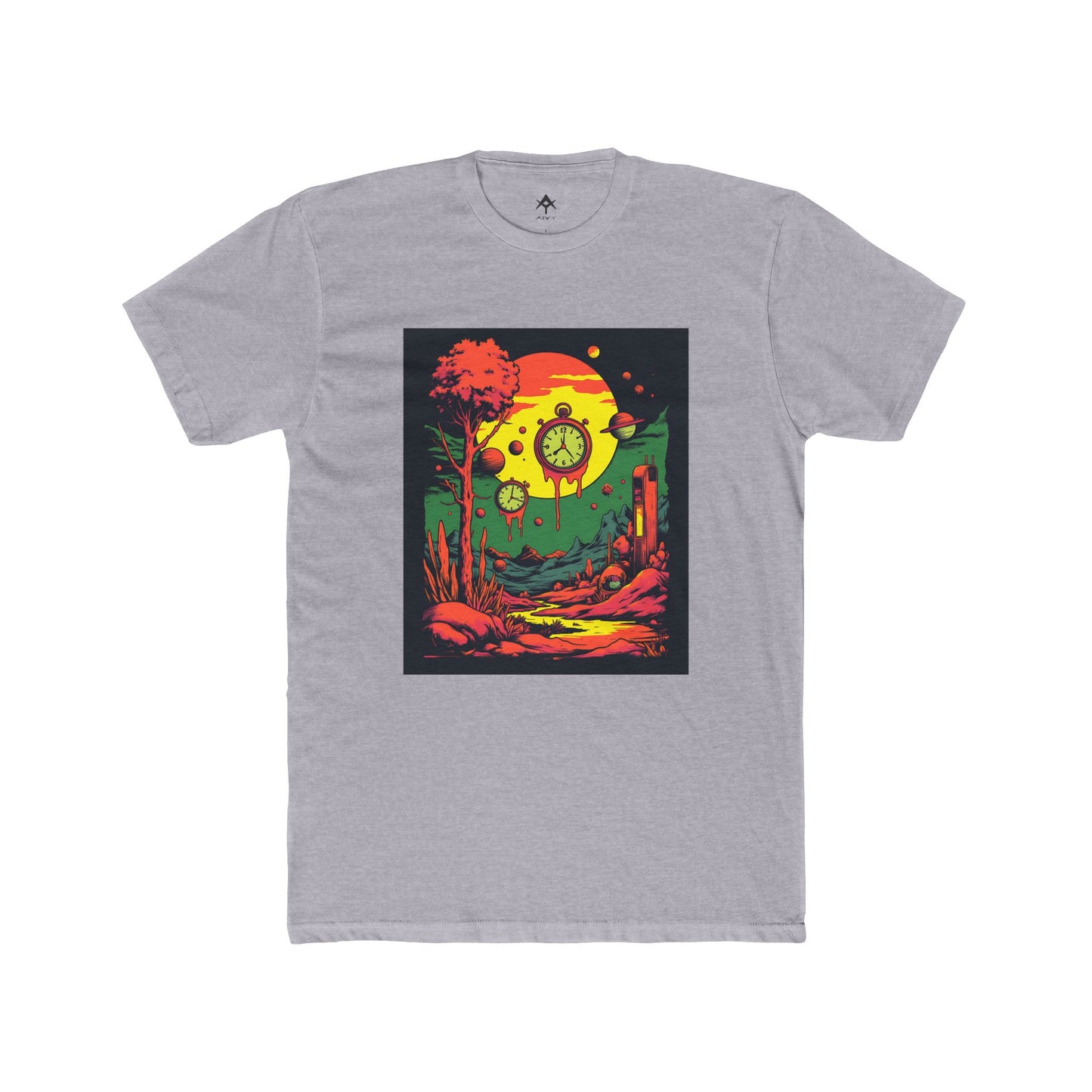 Unisex Cotton Crew Tee | Surreal Dripping Geometry