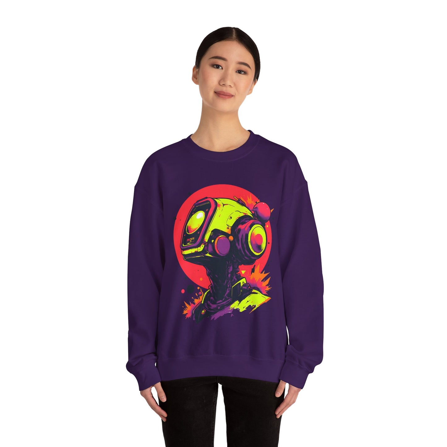Unisex Heavy Blend™ Crewneck Sweatshirt | Y2K Abstract Robot T-Shirt Design
