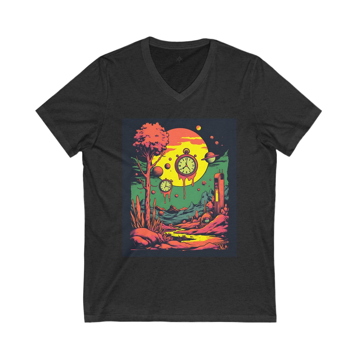 Unisex Jersey Short Sleeve V-Neck Tee | Surreal Dripping Geometry