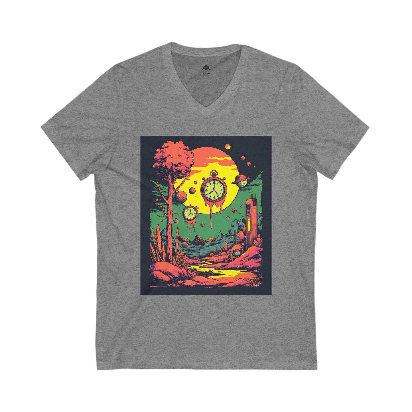 Unisex Jersey Short Sleeve V-Neck Tee | Surreal Dripping Geometry