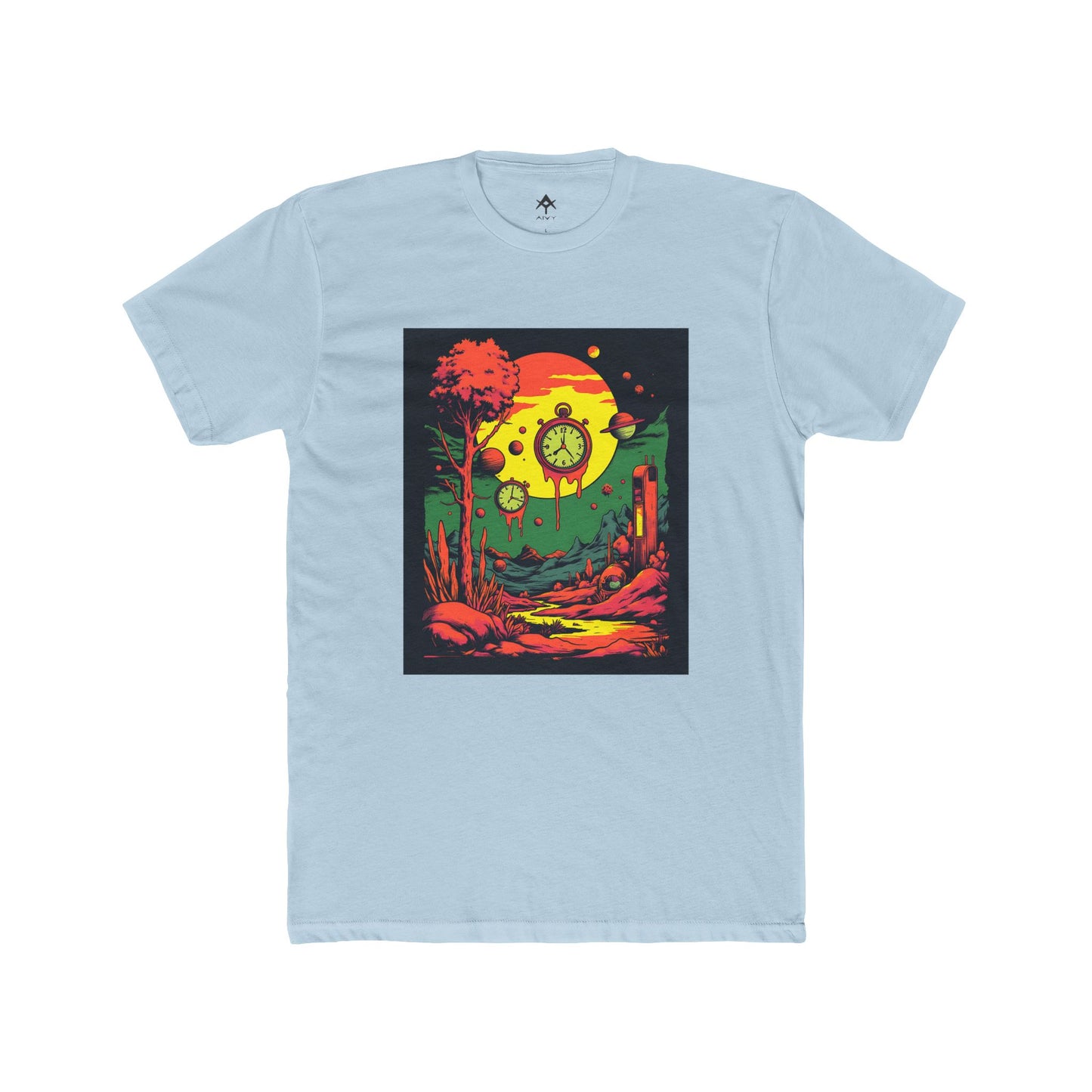 Unisex Cotton Crew Tee | Surreal Dripping Geometry