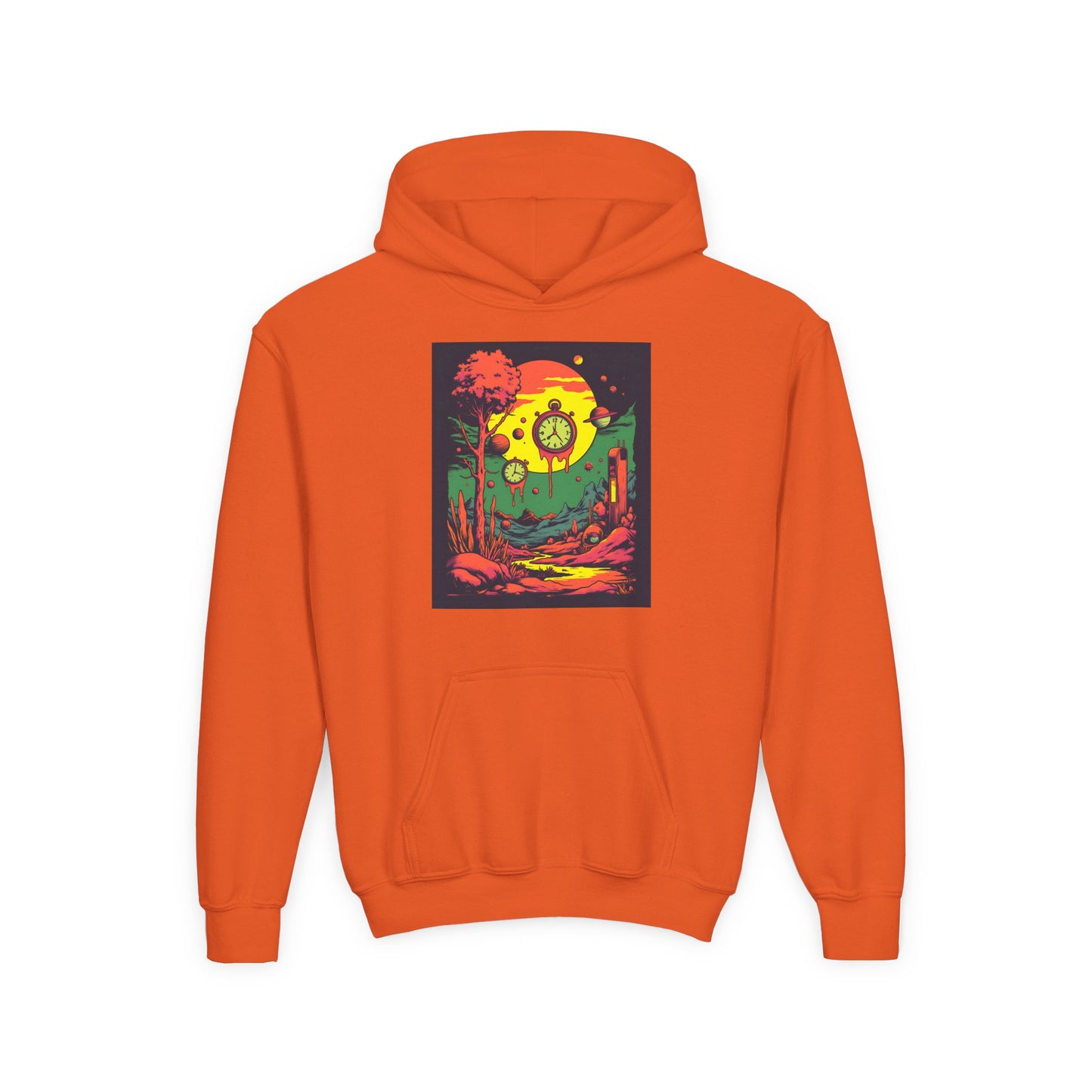 Youth Heavy Blend Hooded Sweatshirt | Surreal Dripping Geometry