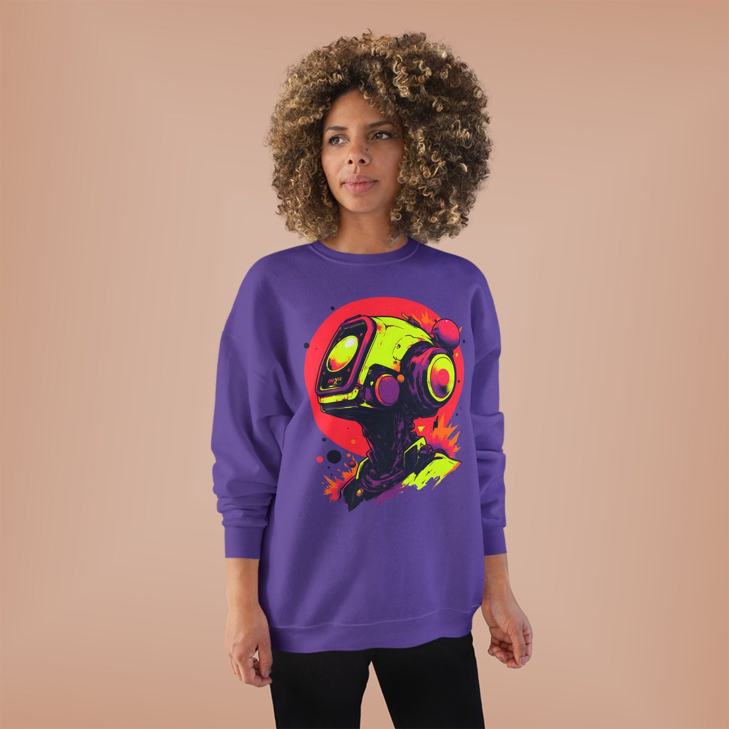 Unisex EcoSmart® Crewneck Sweatshirt | Y2K Abstract Robot T-Shirt Design