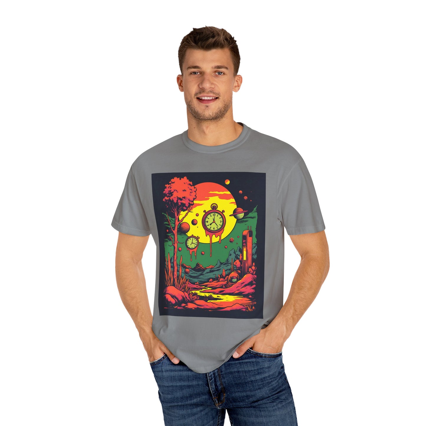 Unisex Garment-Dyed T-shirt | Surreal Dripping Geometry