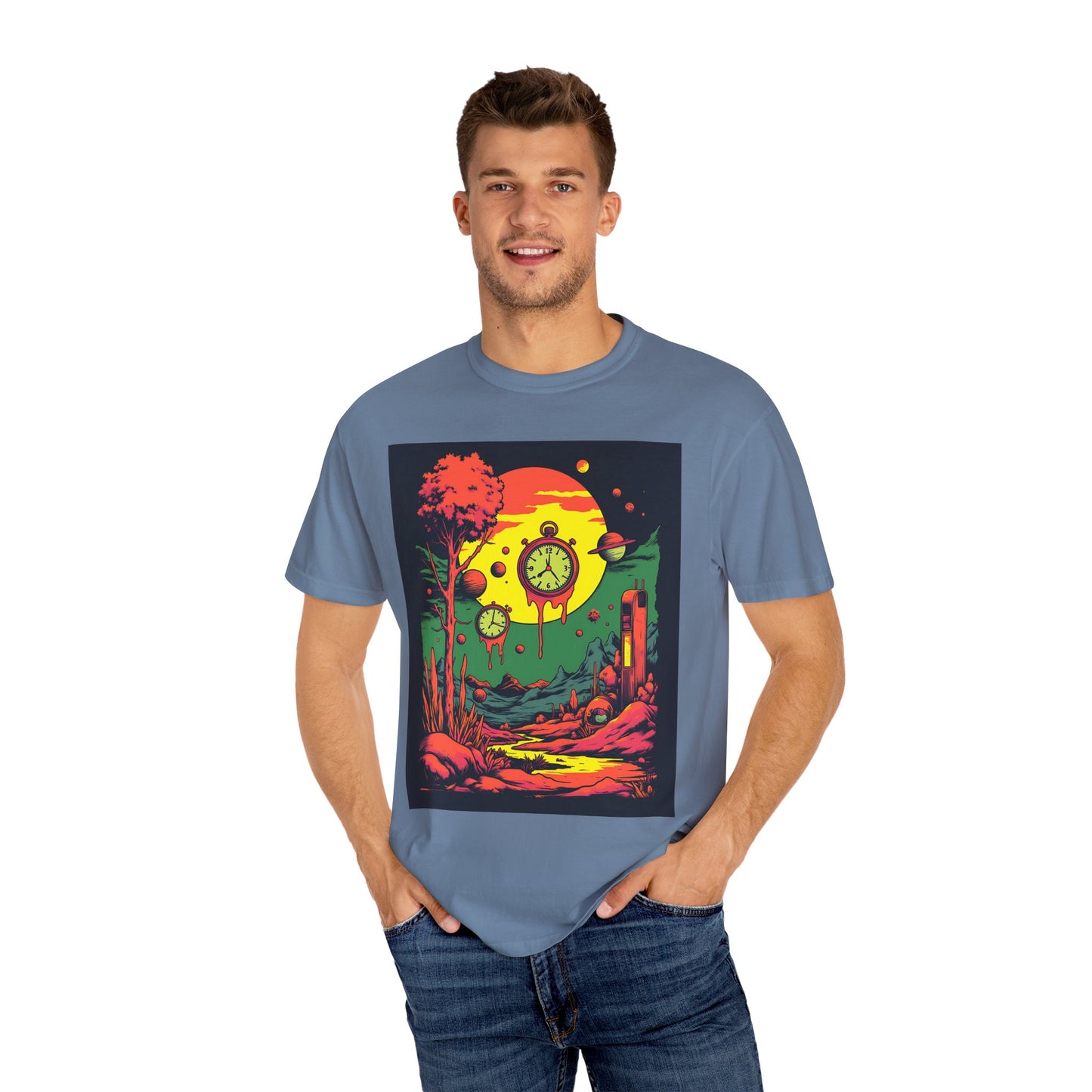 Unisex Garment-Dyed T-shirt | Surreal Dripping Geometry