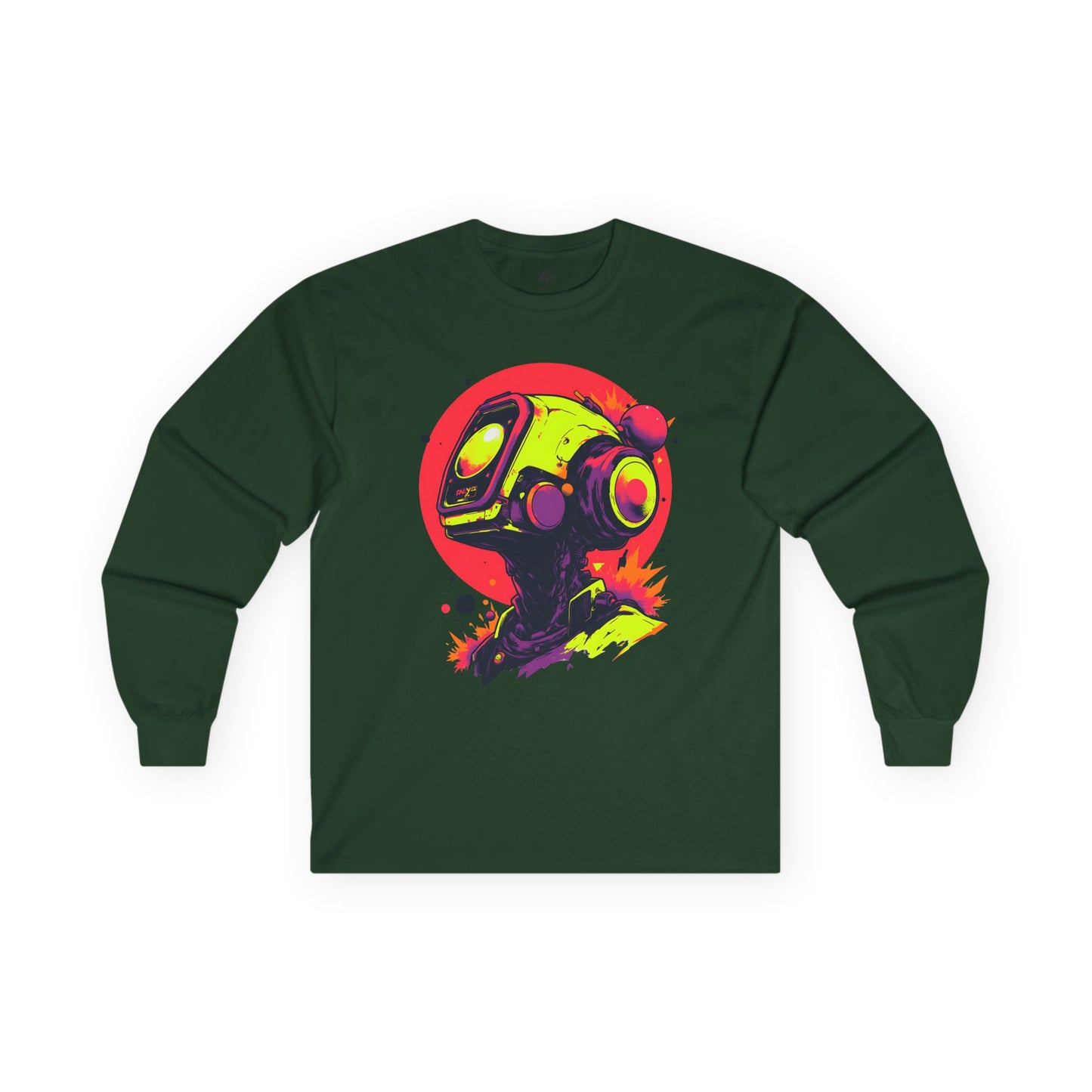 Unisex Ultra Cotton Long Sleeve Tee | Y2K Abstract Robot T-Shirt Design