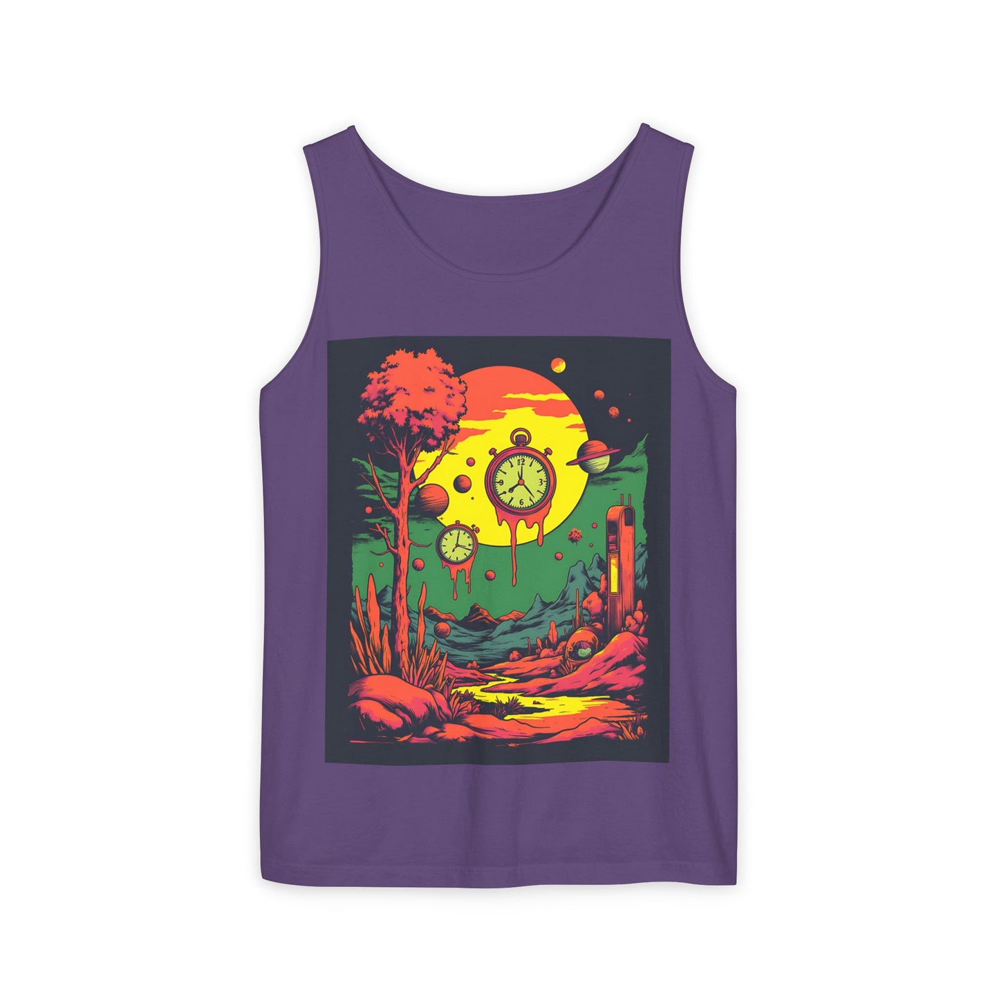 Unisex Garment-Dyed Tank Top | Surreal Dripping Geometry