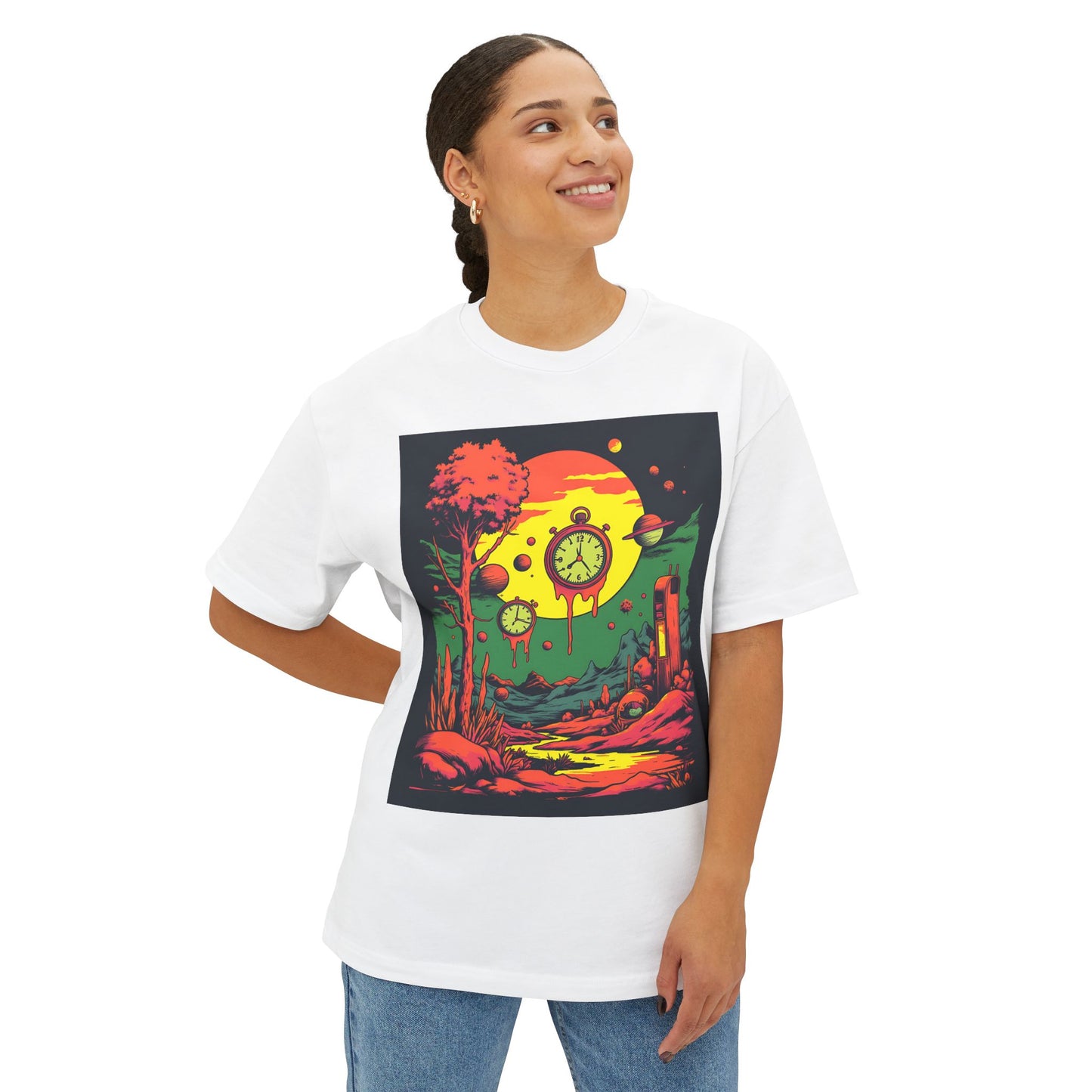 Unisex Oversized Boxy Tee | Surreal Dripping Geometry
