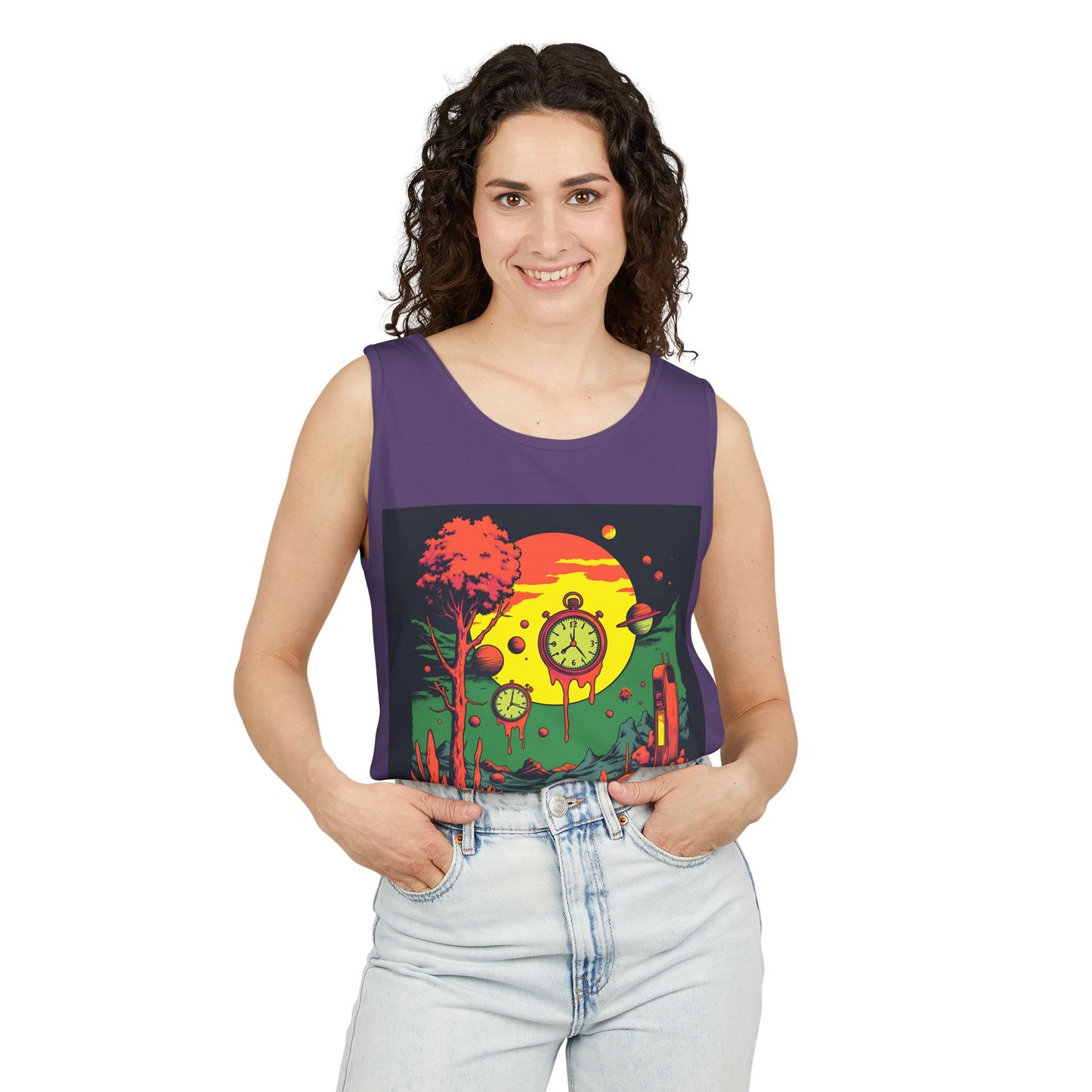 Unisex Garment-Dyed Tank Top | Surreal Dripping Geometry