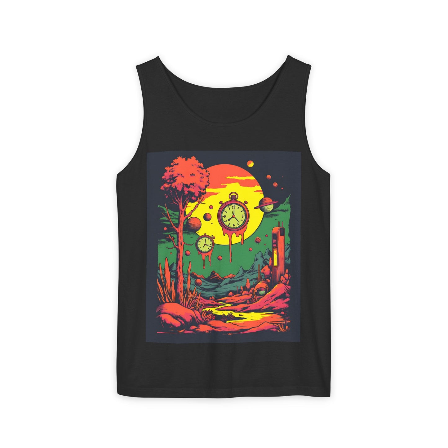 Unisex Garment-Dyed Tank Top | Surreal Dripping Geometry