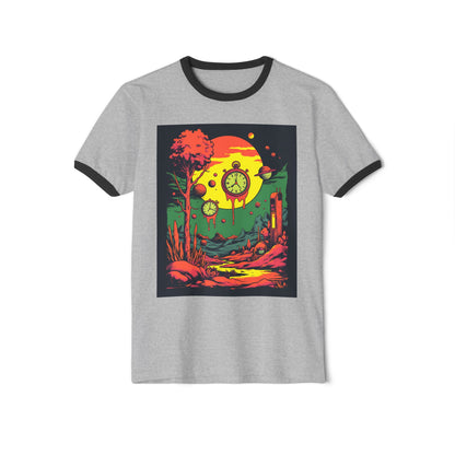 Unisex Cotton Ringer T-Shirt | Surreal Dripping Geometry