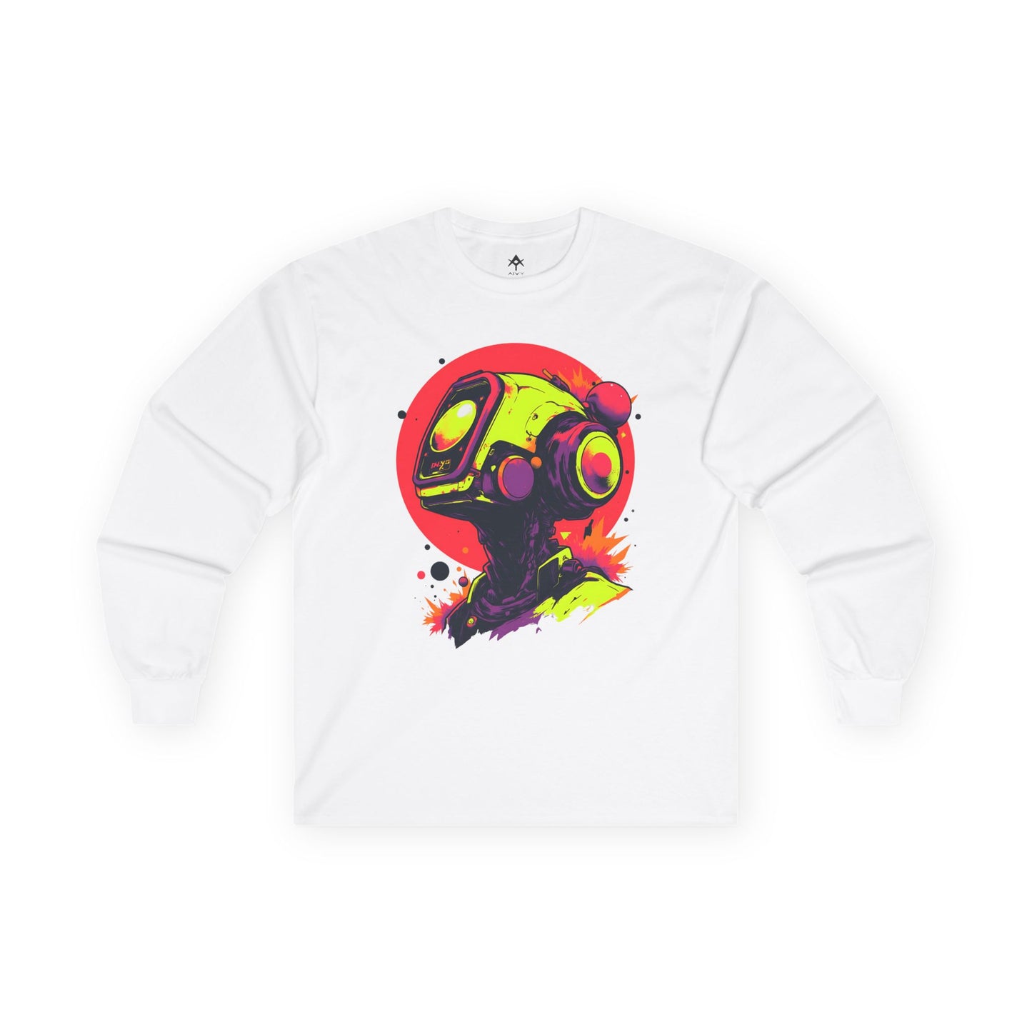 Unisex Ultra Cotton Long Sleeve Tee | Y2K Abstract Robot T-Shirt Design