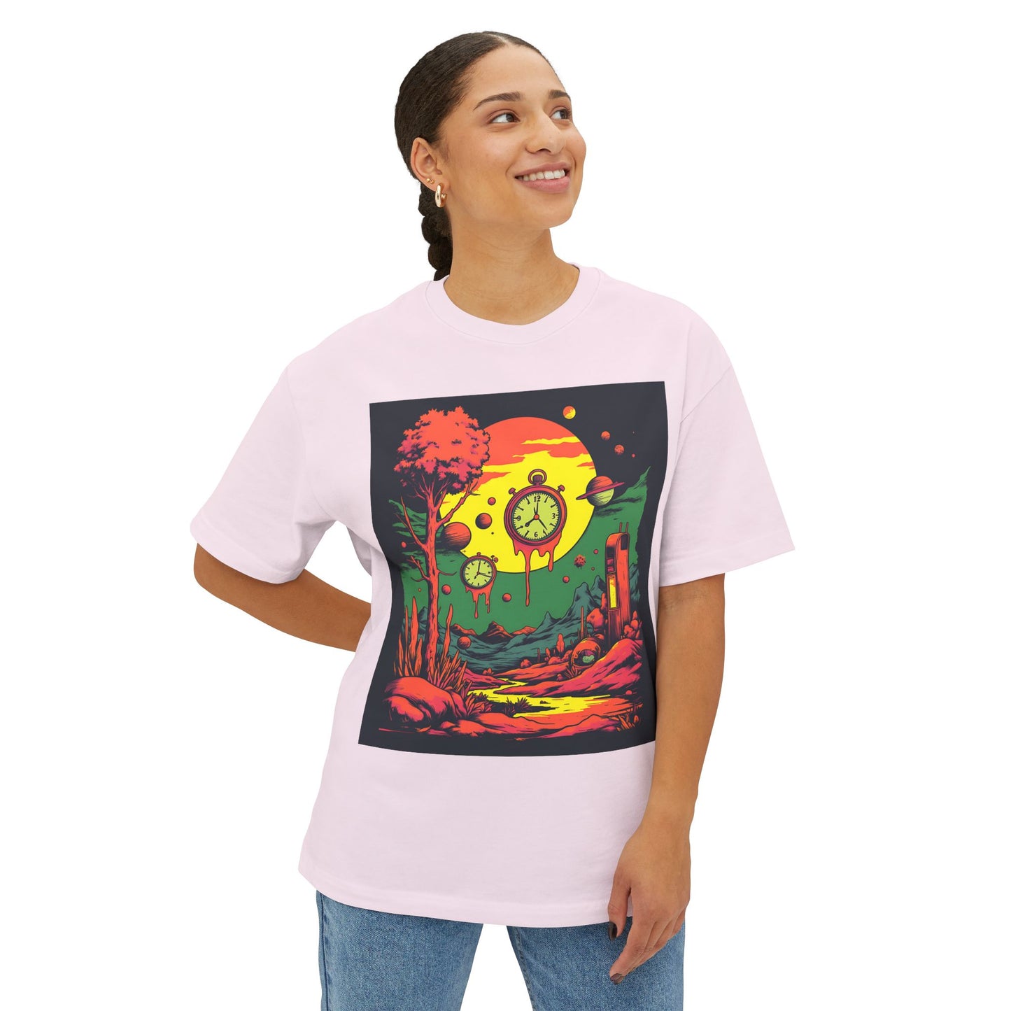 Unisex Oversized Boxy Tee | Surreal Dripping Geometry