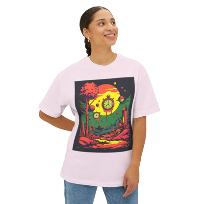 Unisex Oversized Boxy Tee | Surreal Dripping Geometry