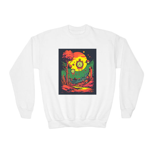 Youth Crewneck Sweatshirt | Surreal Dripping Geometry