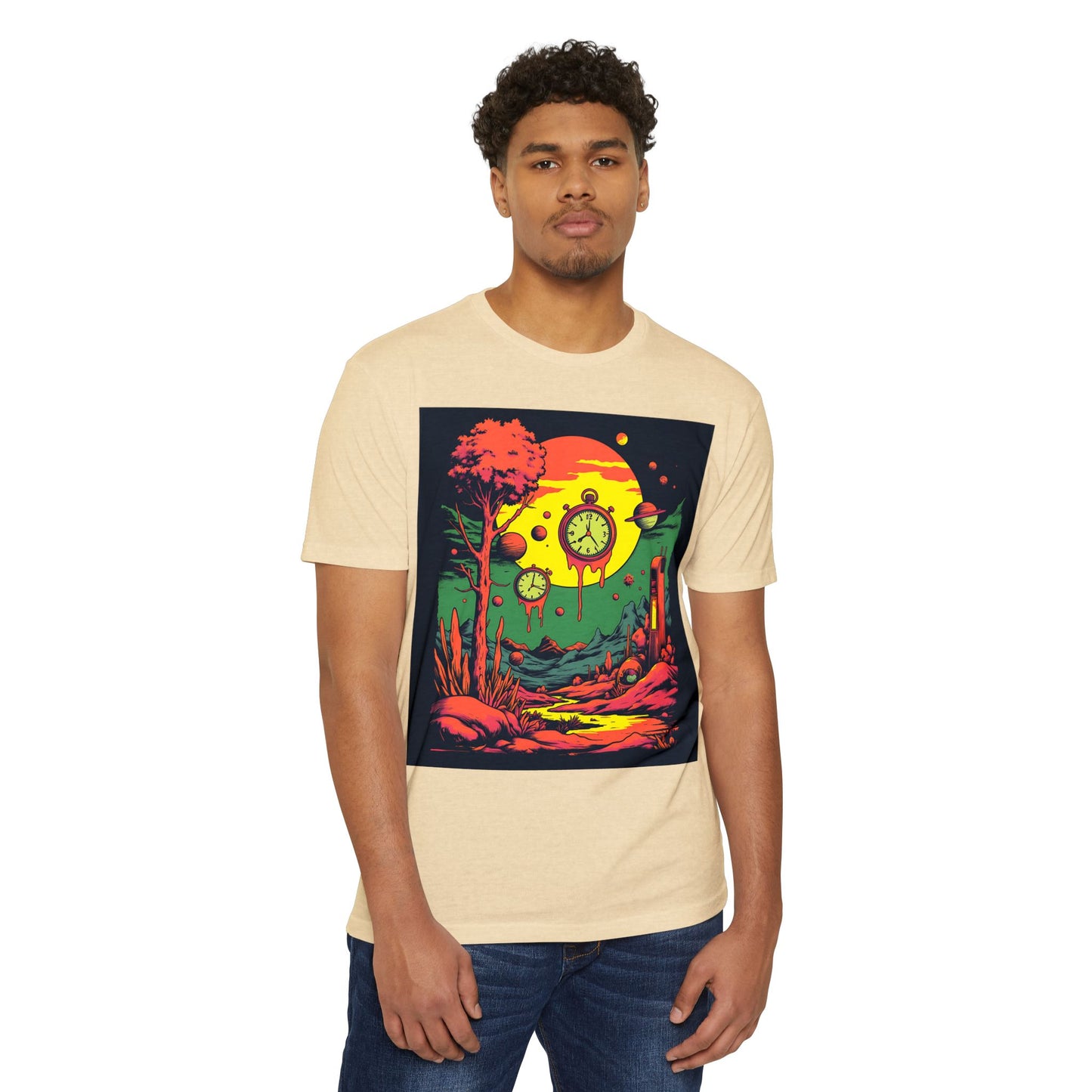 Unisex CVC Jersey T-shirt | Surreal Dripping Geometry