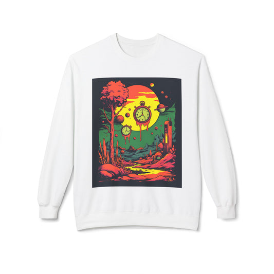 Unisex Midweight Softstyle Fleece Crewneck Sweatshirt | Surreal Dripping Geometry