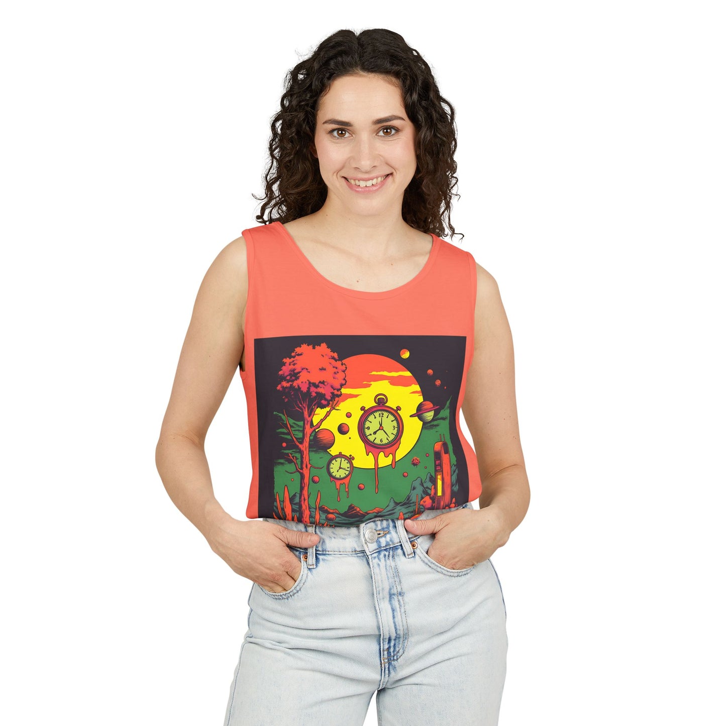 Unisex Garment-Dyed Tank Top | Surreal Dripping Geometry