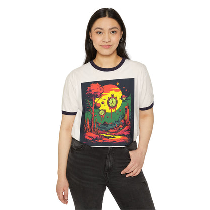 Unisex Cotton Ringer T-Shirt | Surreal Dripping Geometry