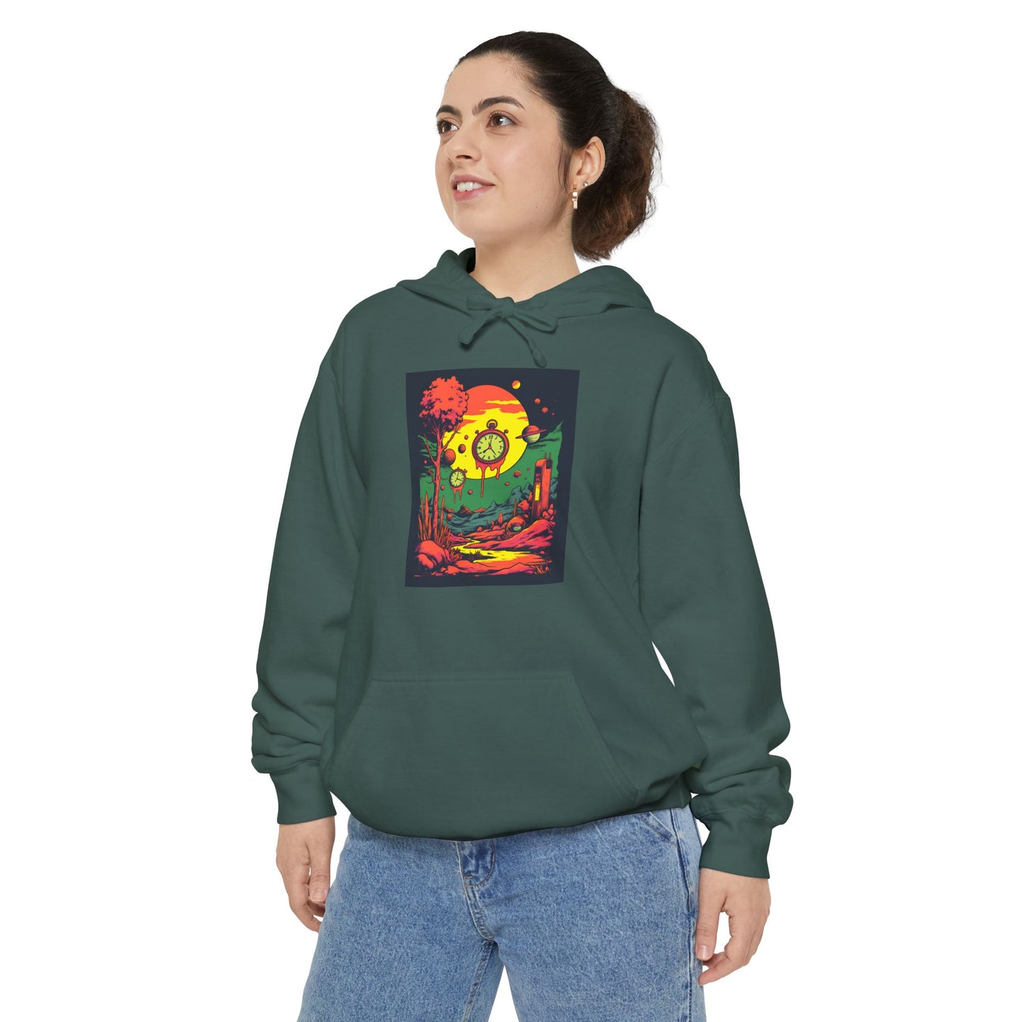 Unisex Garment-Dyed Hoodie | Surreal Dripping Geometry