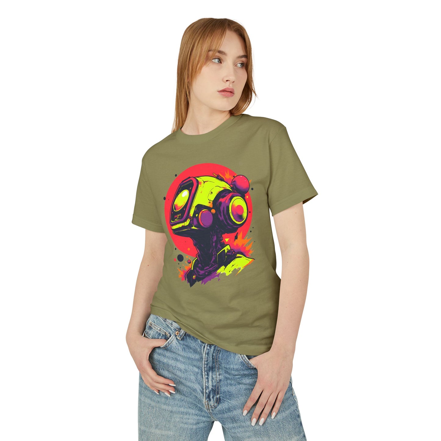 Unisex Garment-Dyed Heavyweight Cotton Tee | Y2K Abstract Robot T-Shirt Design