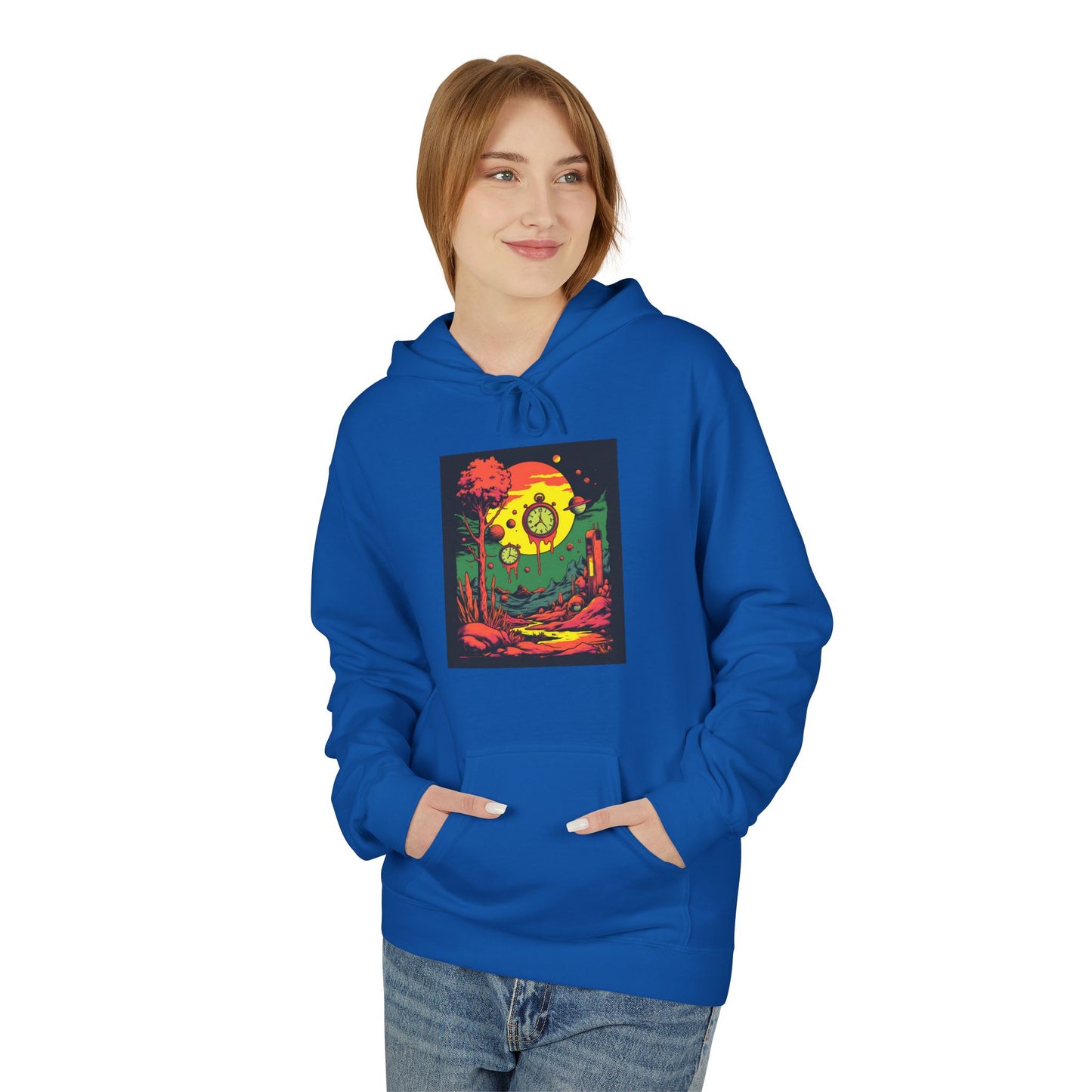 Unisex Midweight Softstyle Fleece Hoodie | Surreal Dripping Geometry