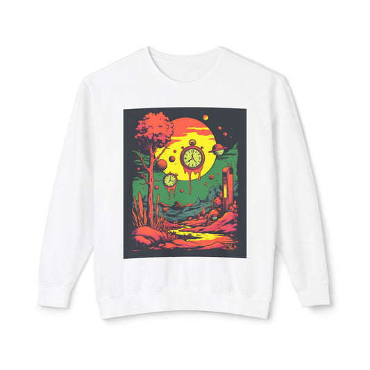 Unisex Lightweight Crewneck Sweatshirt | Surreal Dripping Geometry