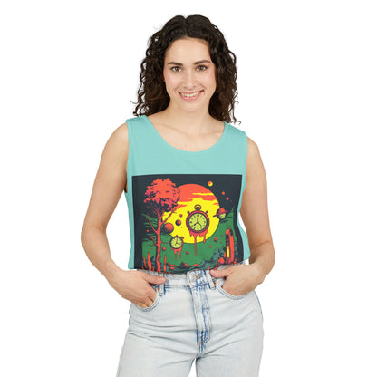 Unisex Garment-Dyed Tank Top | Surreal Dripping Geometry