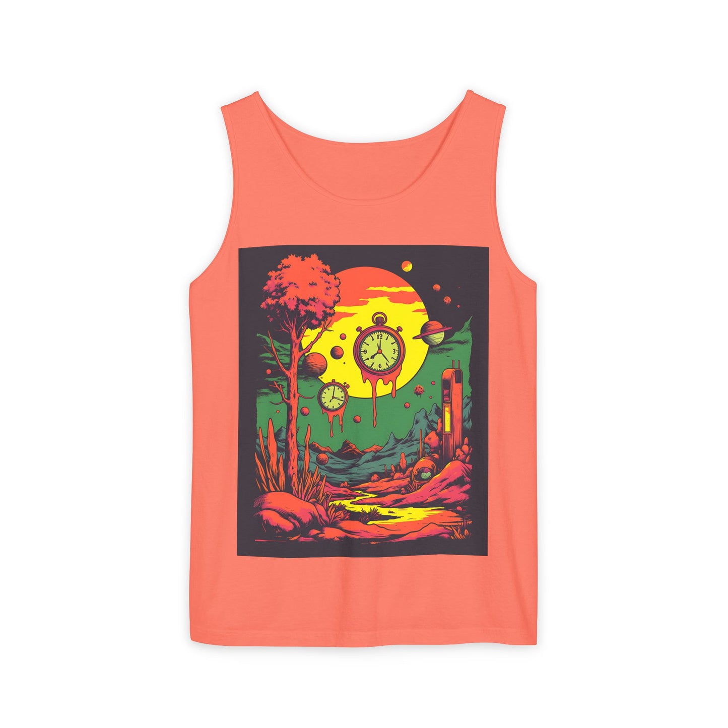 Unisex Garment-Dyed Tank Top | Surreal Dripping Geometry