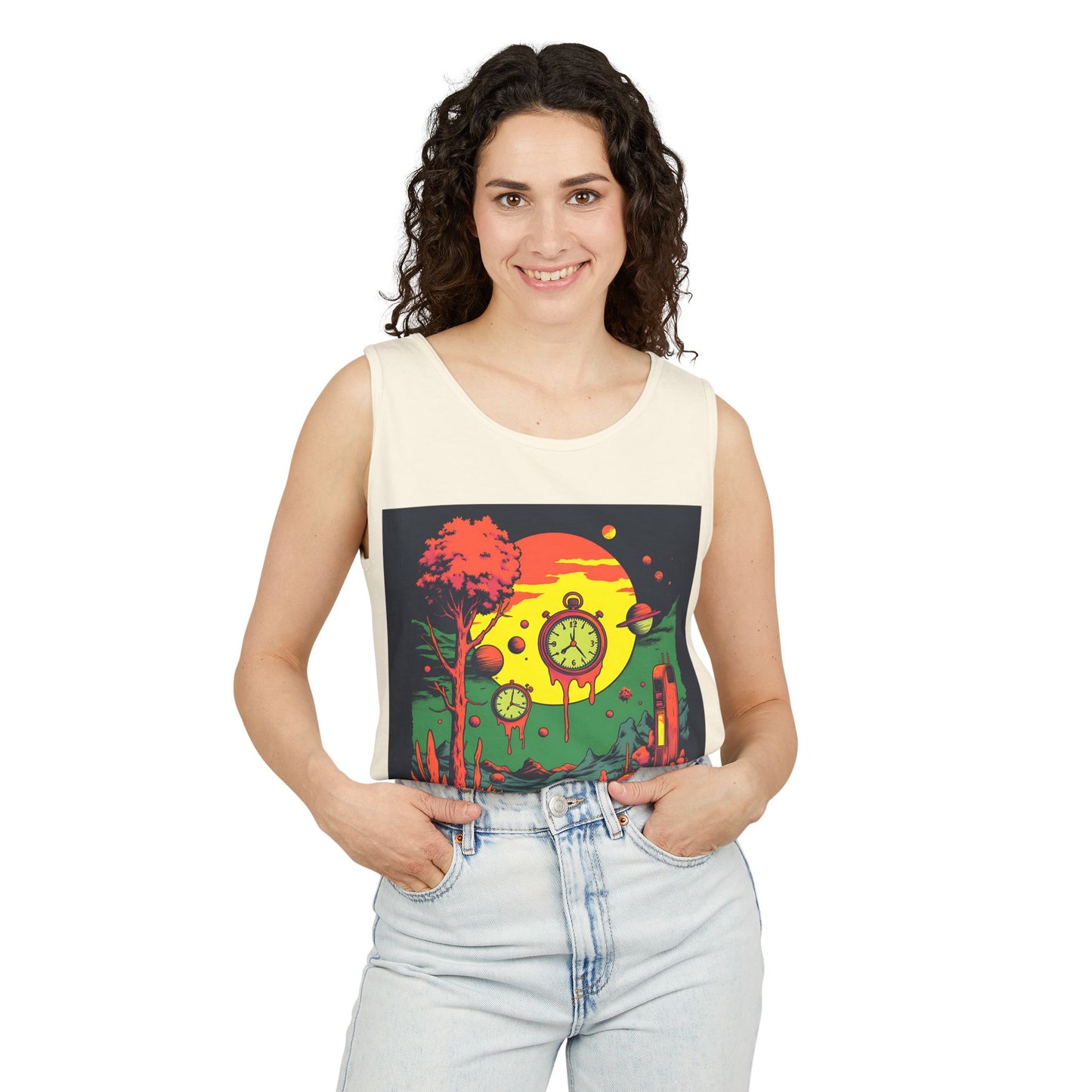 Unisex Garment-Dyed Tank Top | Surreal Dripping Geometry