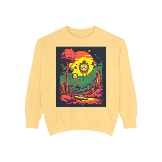 Unisex Garment-Dyed Sweatshirt | Surreal Dripping Geometry