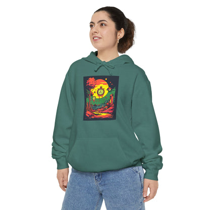 Unisex Garment-Dyed Hoodie | Surreal Dripping Geometry