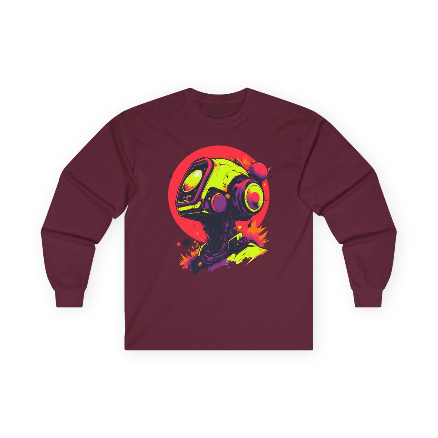 Unisex Ultra Cotton Long Sleeve Tee | Y2K Abstract Robot T-Shirt Design