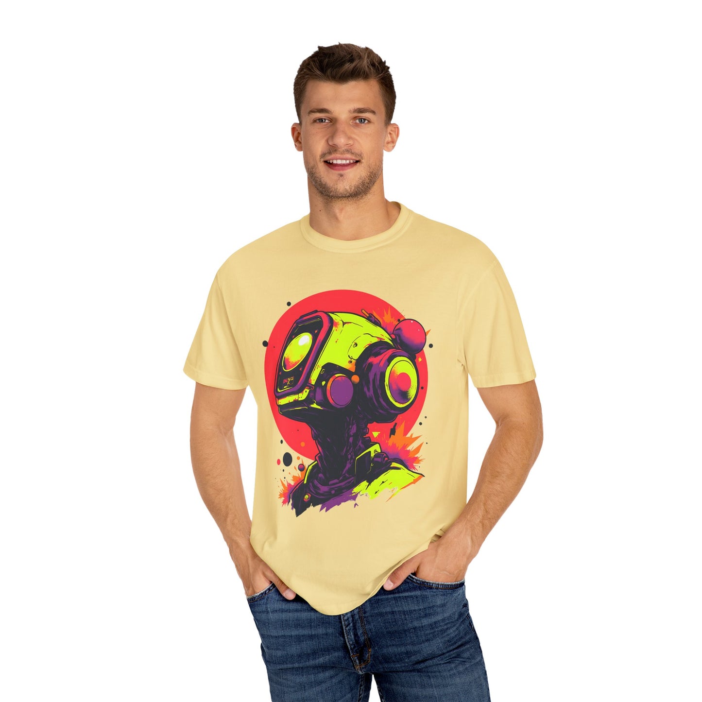 Unisex Garment-Dyed T-shirt | Y2K Abstract Robot T-Shirt Design