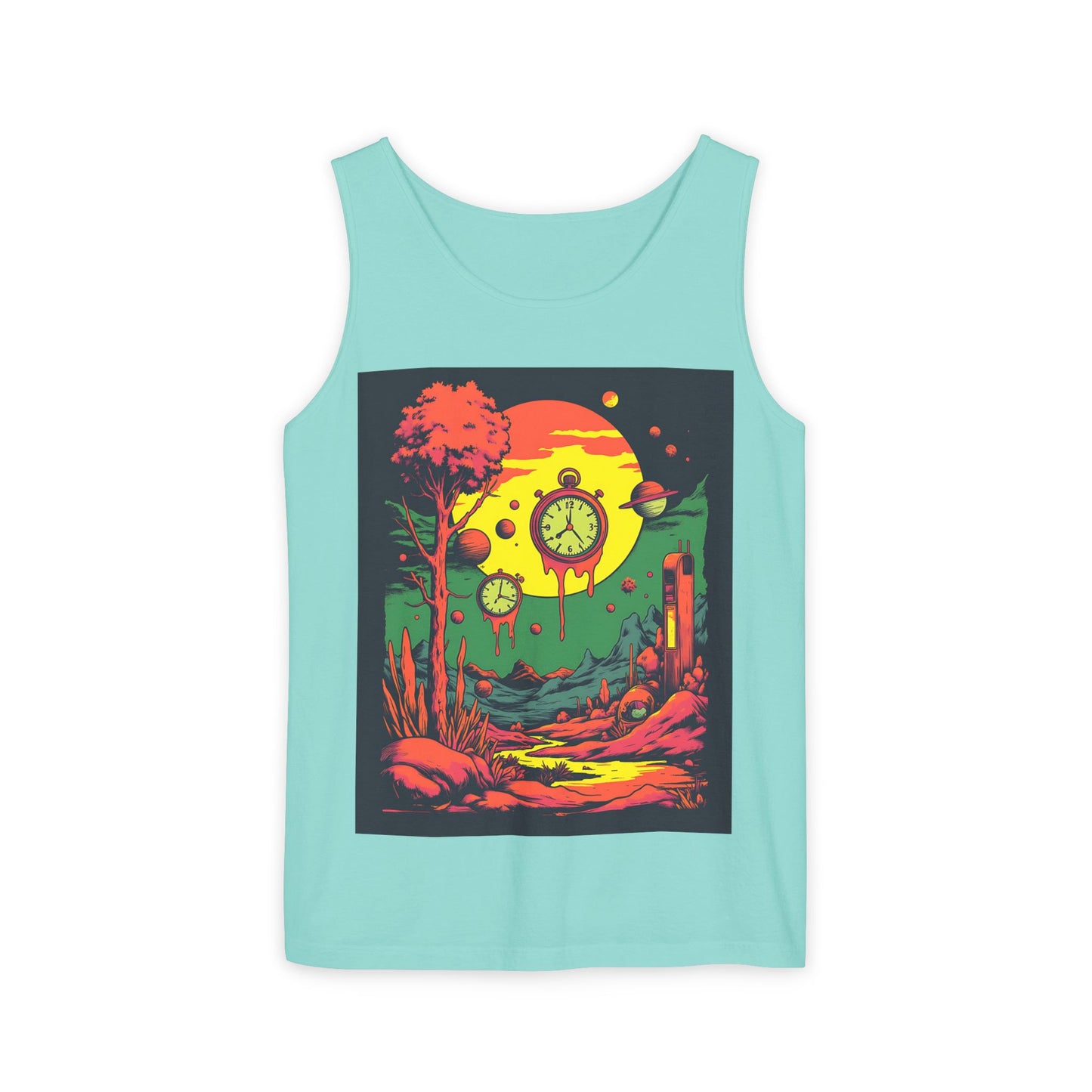 Unisex Garment-Dyed Tank Top | Surreal Dripping Geometry