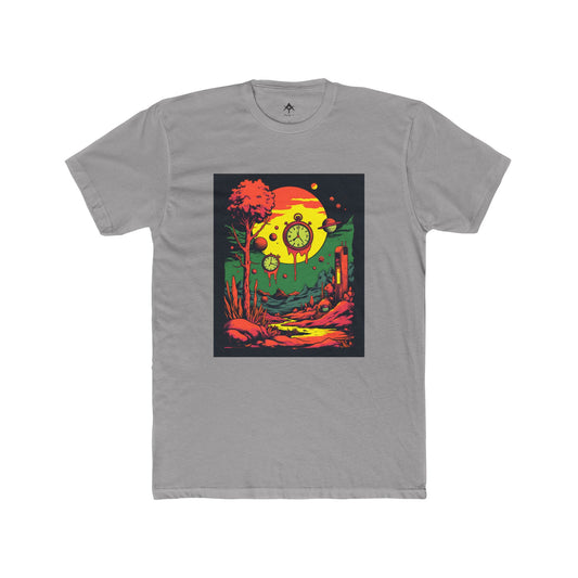 Unisex Cotton Crew Tee | Surreal Dripping Geometry