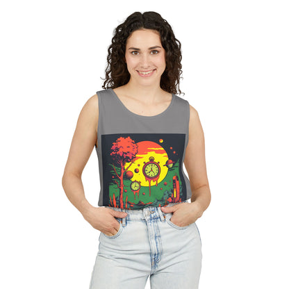Unisex Garment-Dyed Tank Top | Surreal Dripping Geometry