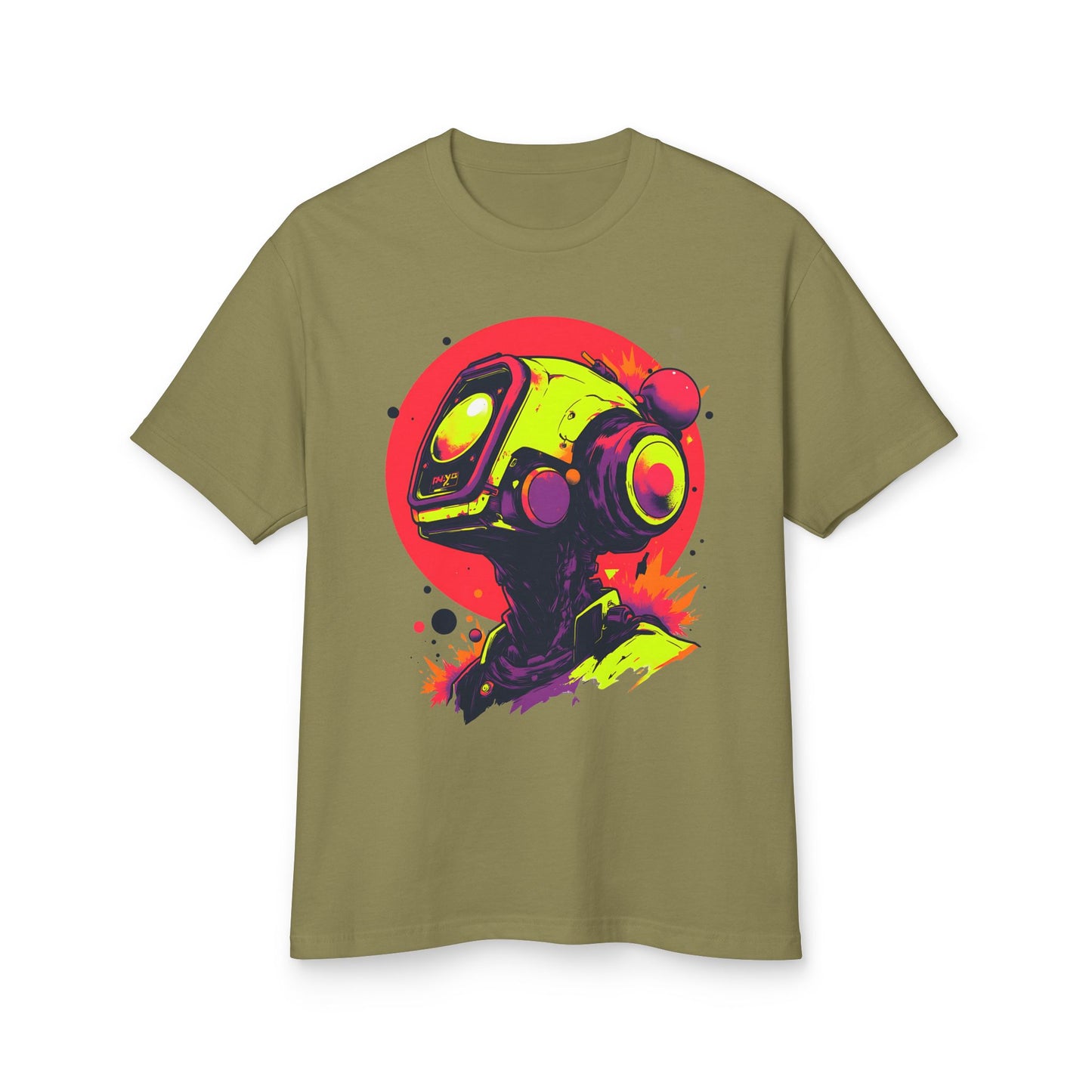 Unisex Garment-Dyed Heavyweight Cotton Tee | Y2K Abstract Robot T-Shirt Design