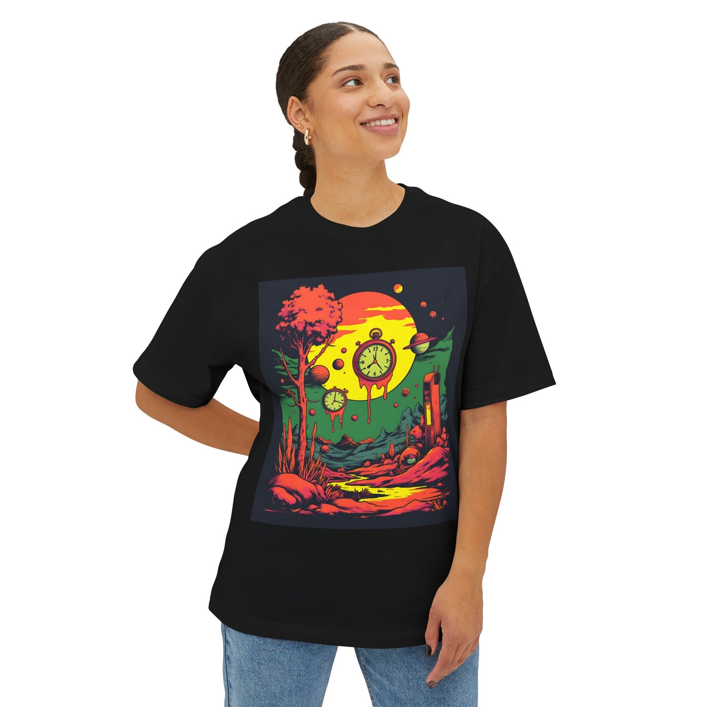 Unisex Oversized Boxy Tee | Surreal Dripping Geometry