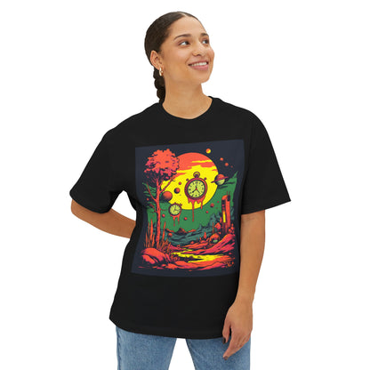 Unisex Oversized Boxy Tee | Surreal Dripping Geometry