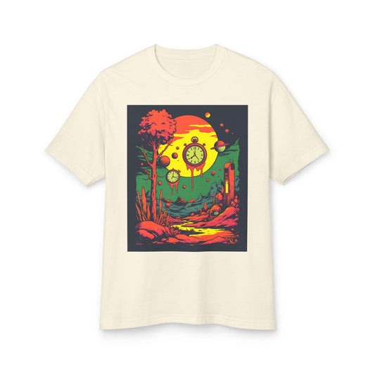 Unisex Garment-Dyed Heavyweight Cotton Tee | Surreal Dripping Geometry