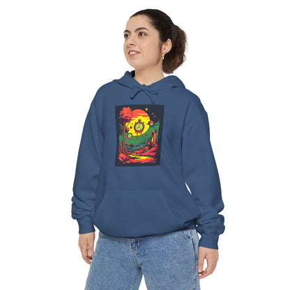 Unisex Garment-Dyed Hoodie | Surreal Dripping Geometry