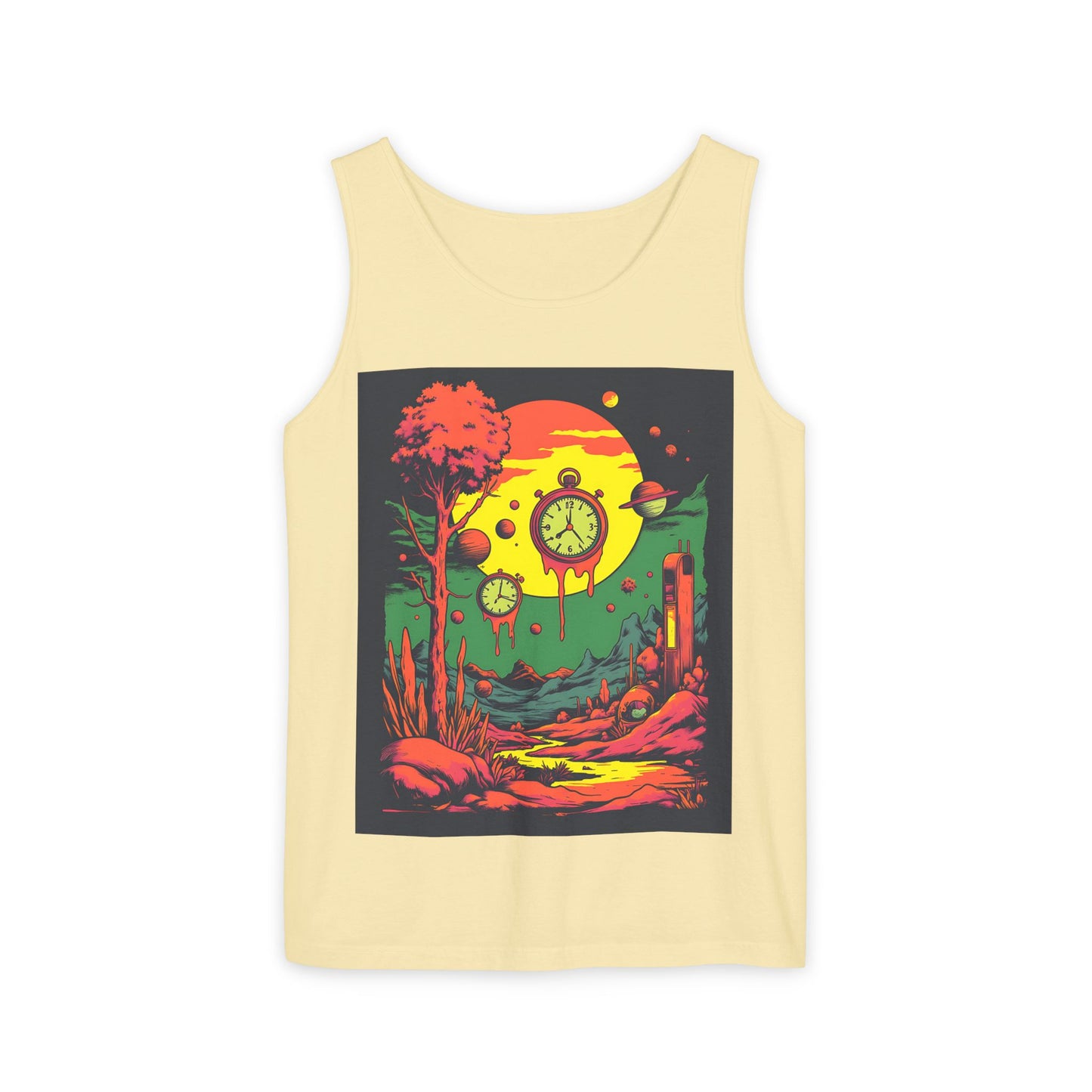 Unisex Garment-Dyed Tank Top | Surreal Dripping Geometry