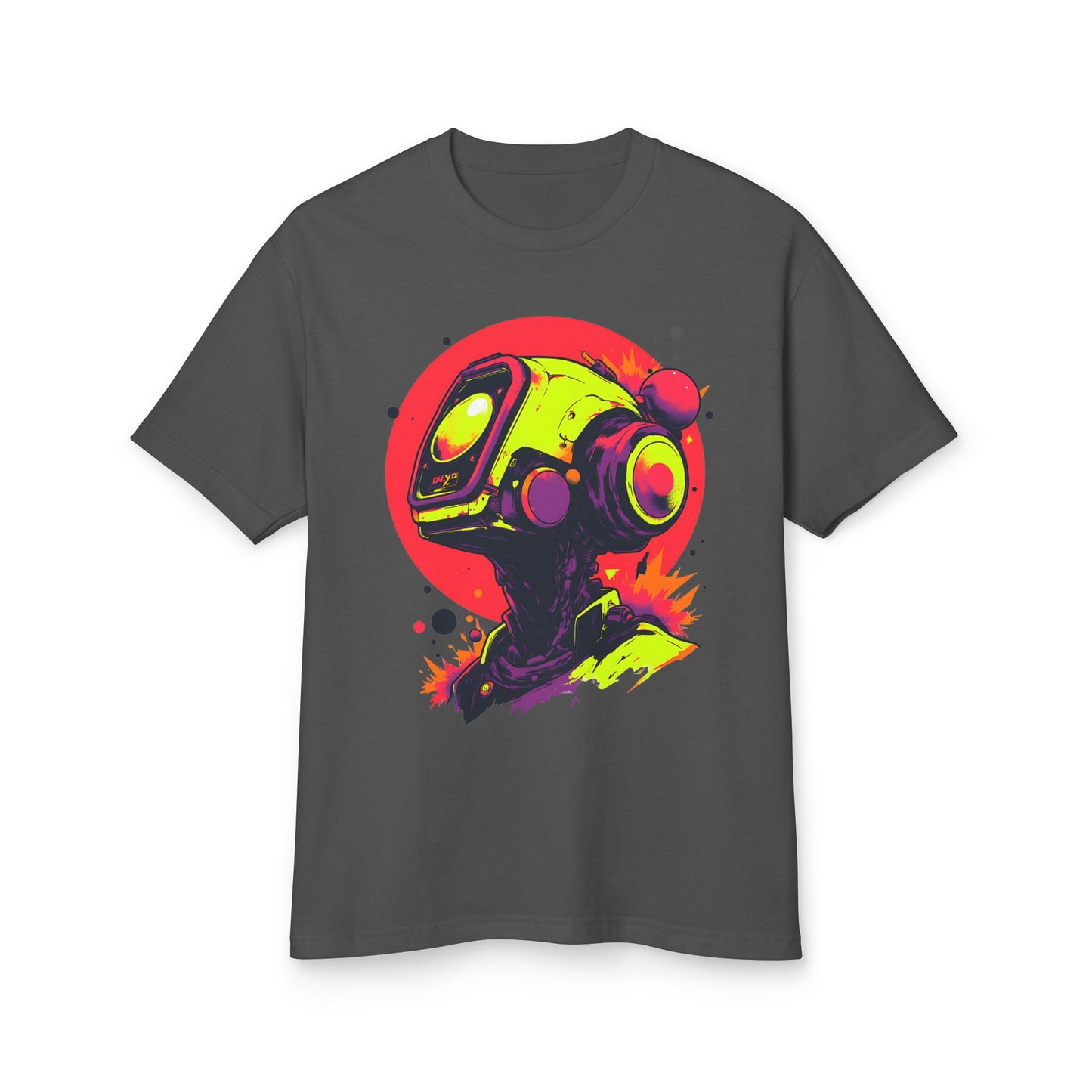 Unisex Garment-Dyed Heavyweight Cotton Tee | Y2K Abstract Robot T-Shirt Design