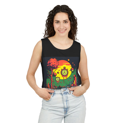 Unisex Garment-Dyed Tank Top | Surreal Dripping Geometry