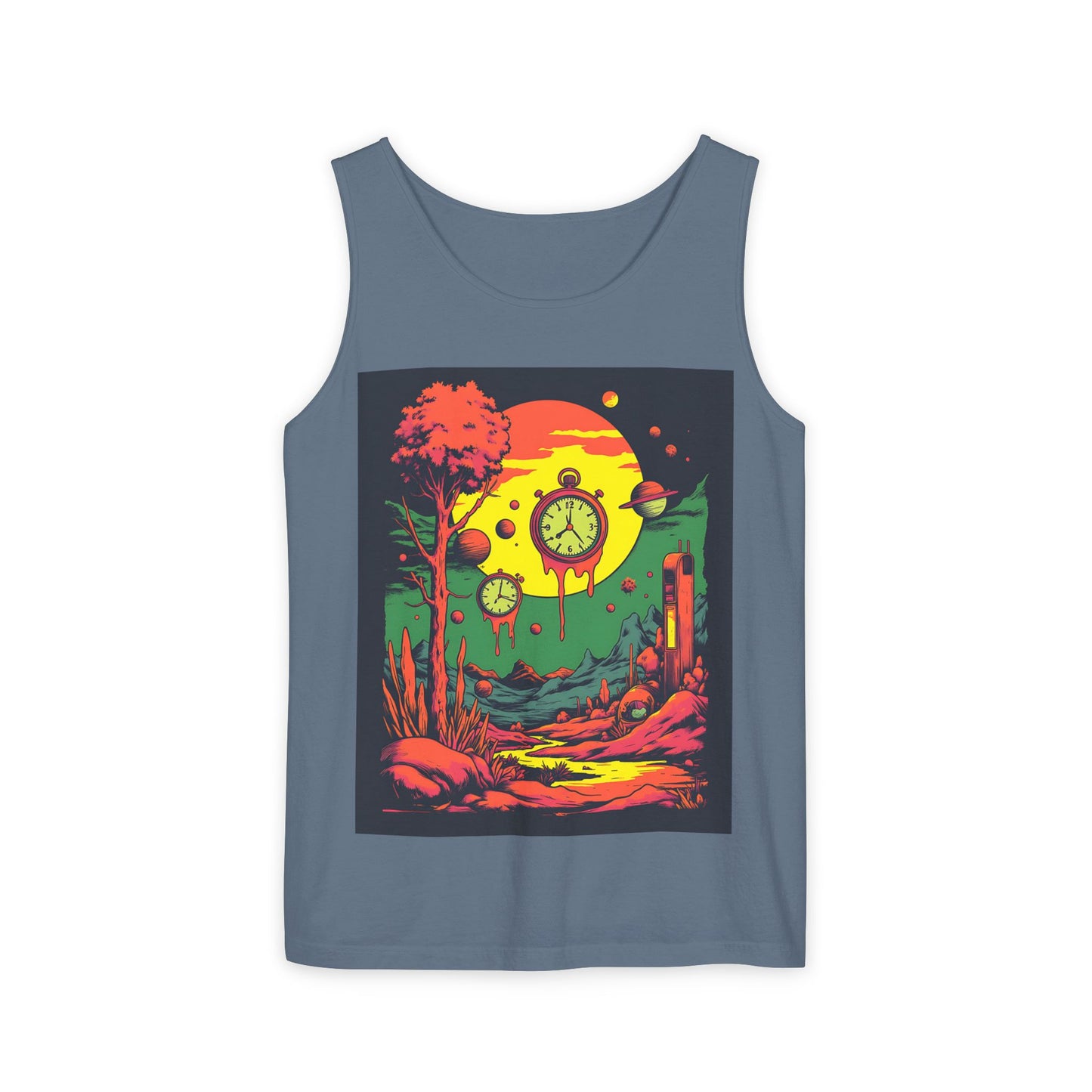 Unisex Garment-Dyed Tank Top | Surreal Dripping Geometry