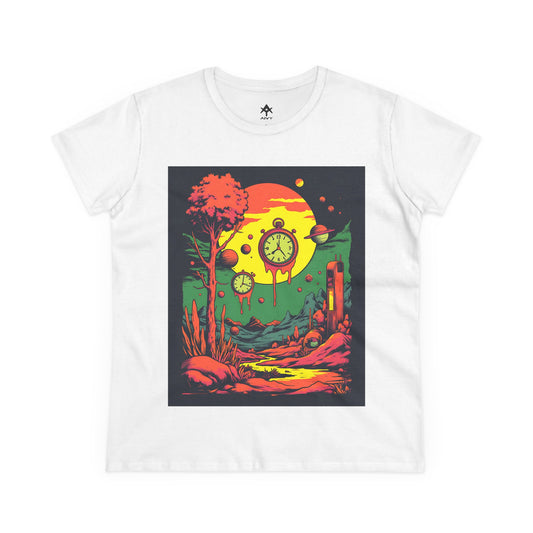 Women's Midweight Cotton Tee | Surreal Dripping Geometry