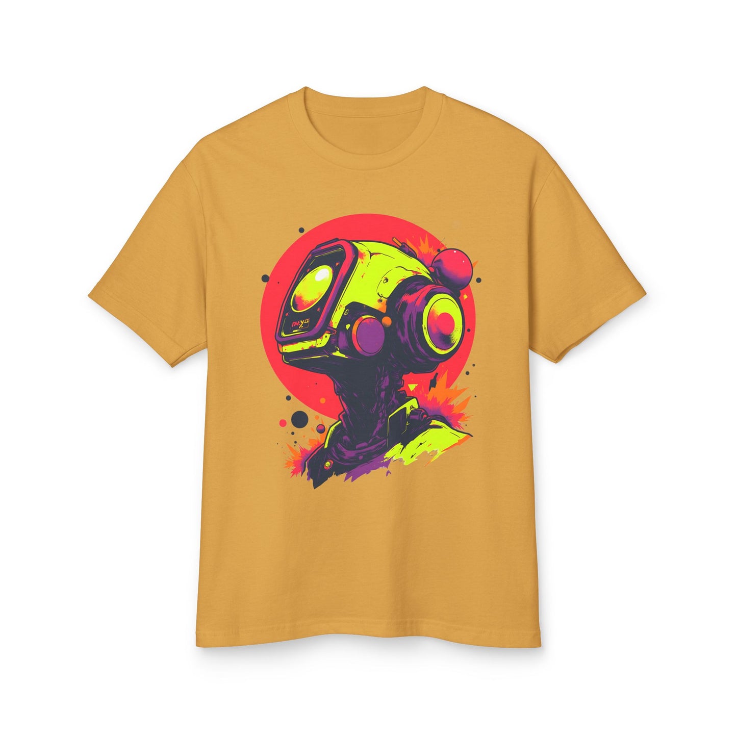 Unisex Garment-Dyed Heavyweight Cotton Tee | Y2K Abstract Robot T-Shirt Design