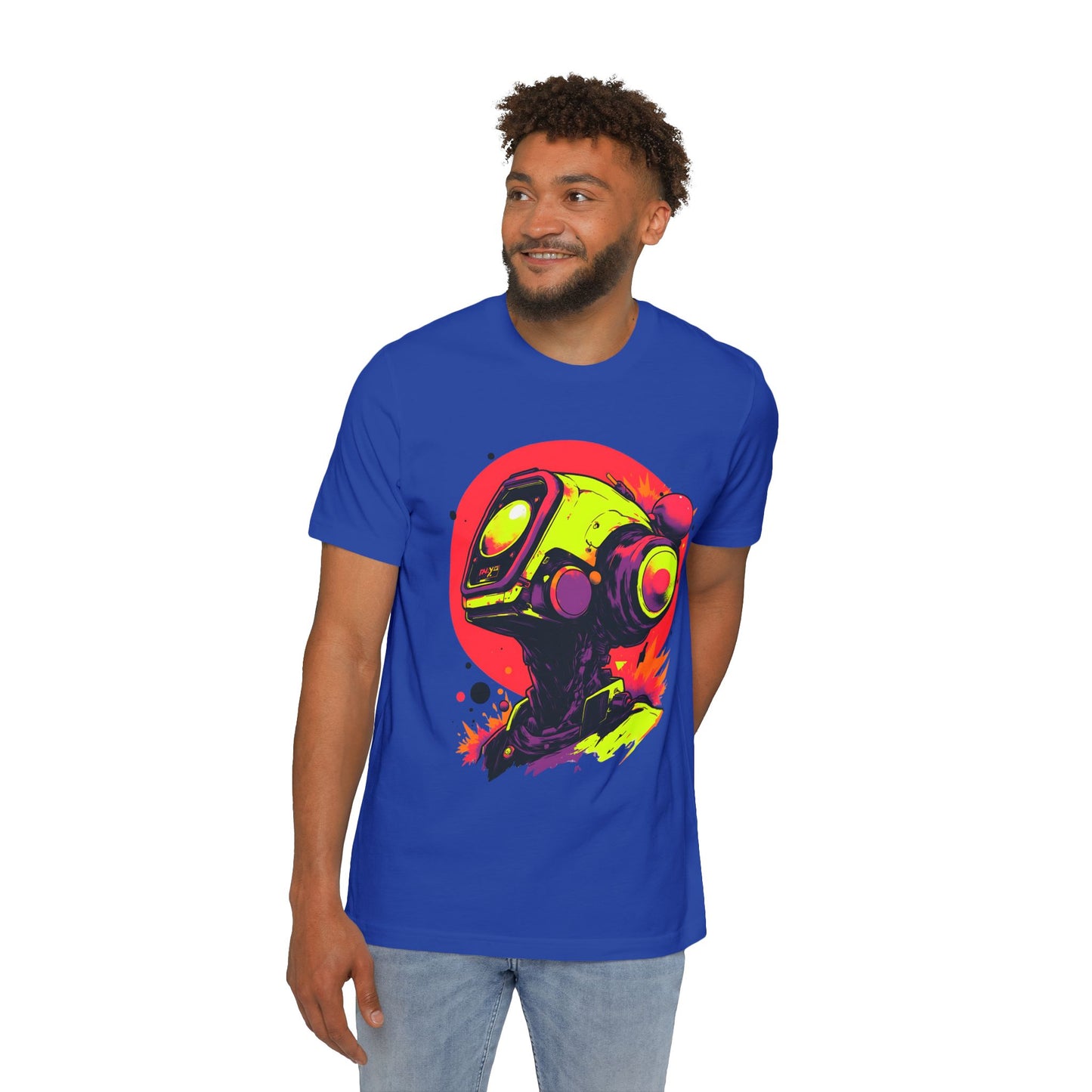 USA-Made Unisex Short-Sleeve Jersey T-Shirt | Y2K Abstract Robot T-Shirt Design