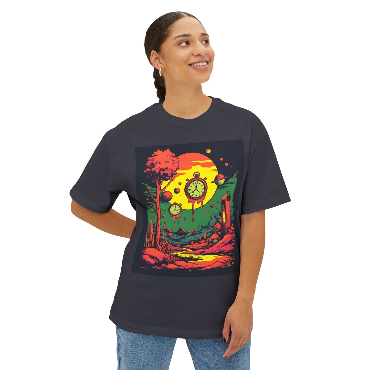 Unisex Oversized Boxy Tee | Surreal Dripping Geometry
